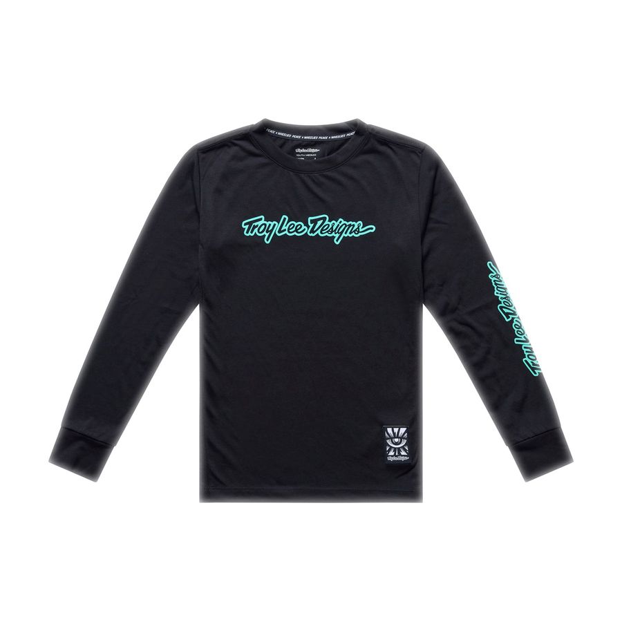 Jersey Skyline LS langarm Youth Black/Real Teal