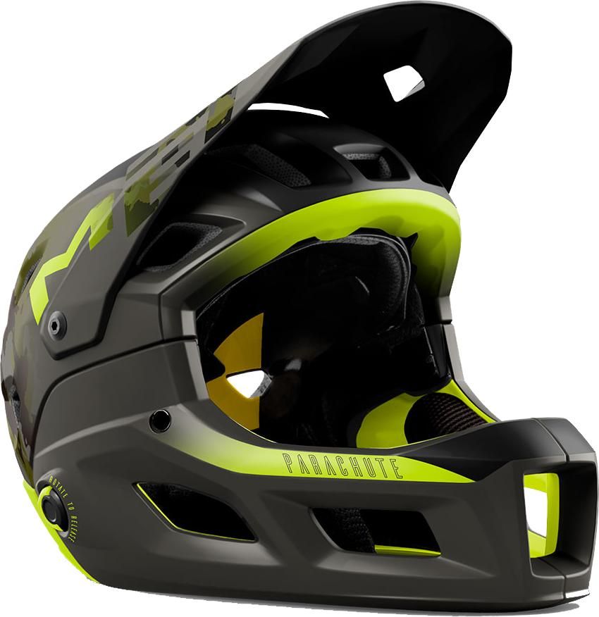 Enduro-Helm +Chin Parachute MCR Mips Camo Limegreen Matt Glossy